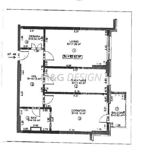 Apartament 2 camere Circumvalatiunii bloc nou - Schiță 1