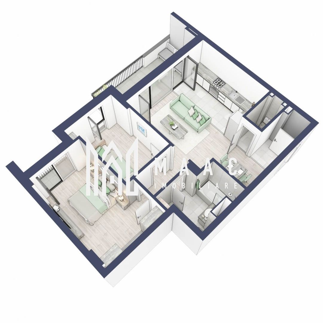 Apartament 3 camere | Balcoane 10.6 mp | Etaj 2 | Turnisor - Poză 4