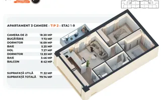ANTIAERIANA | APARTAMENT 3 CAM DECOM | 74 mp Utili | ALEXANDRIEI 152 - Poză 24
