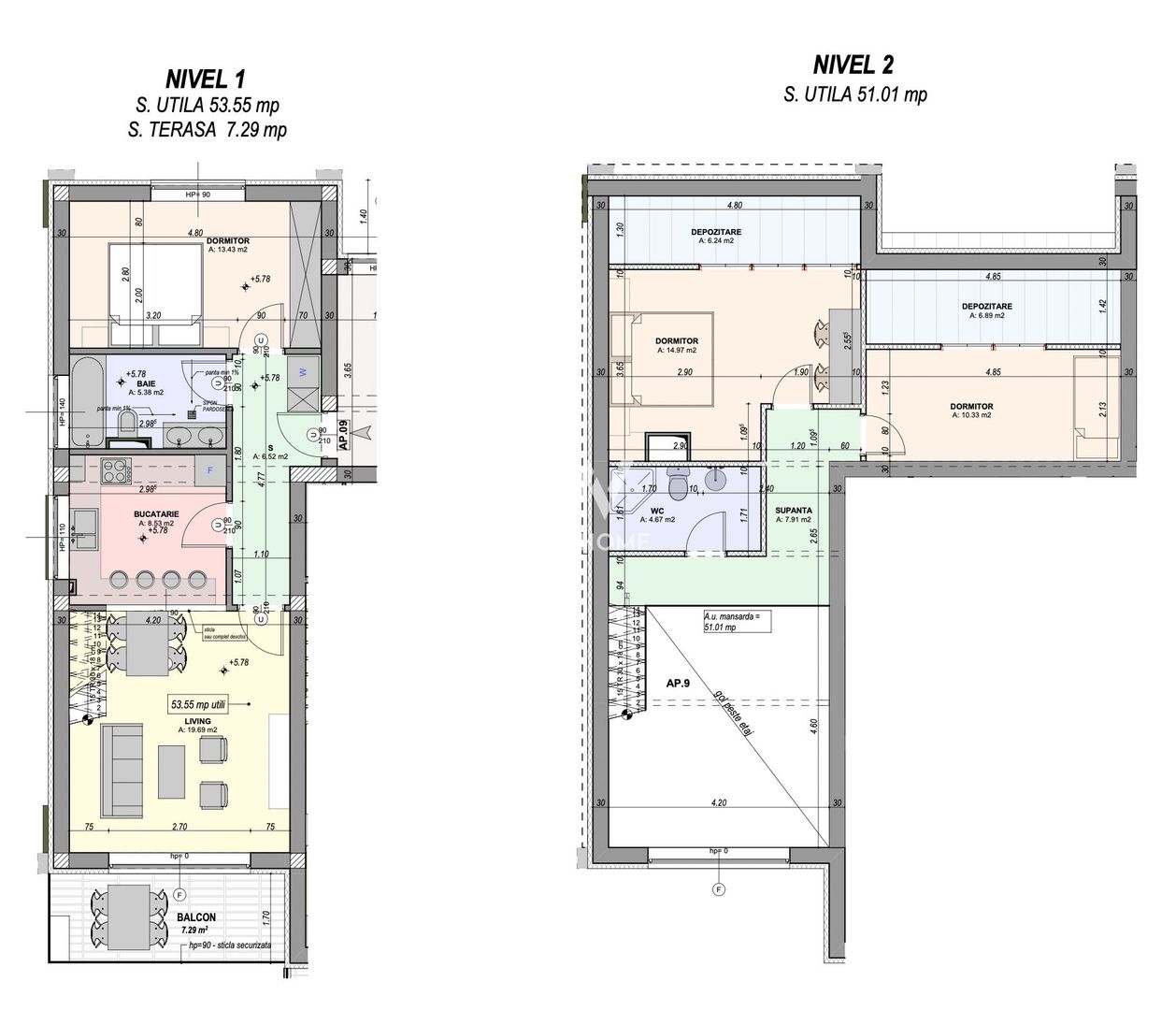 Penthouse 4 camere, 2 băi, mobilat complet, orientare SUD - întabulat - Poză 10