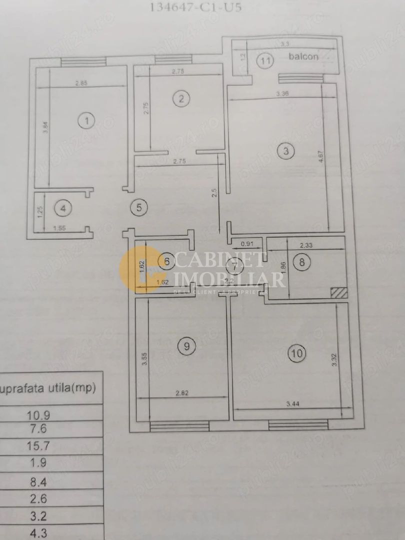 Apartament 4 camere decomandat de vânzare – Galata | Etaj 3/4 - Poză 3