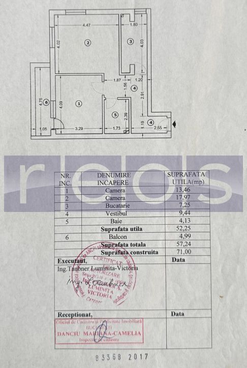 VANZARE 2 CAMERE | 57 MP | ETAJ 1/3 | BLOC 2019 | MOBILAT & UTILAT - Schiță 7