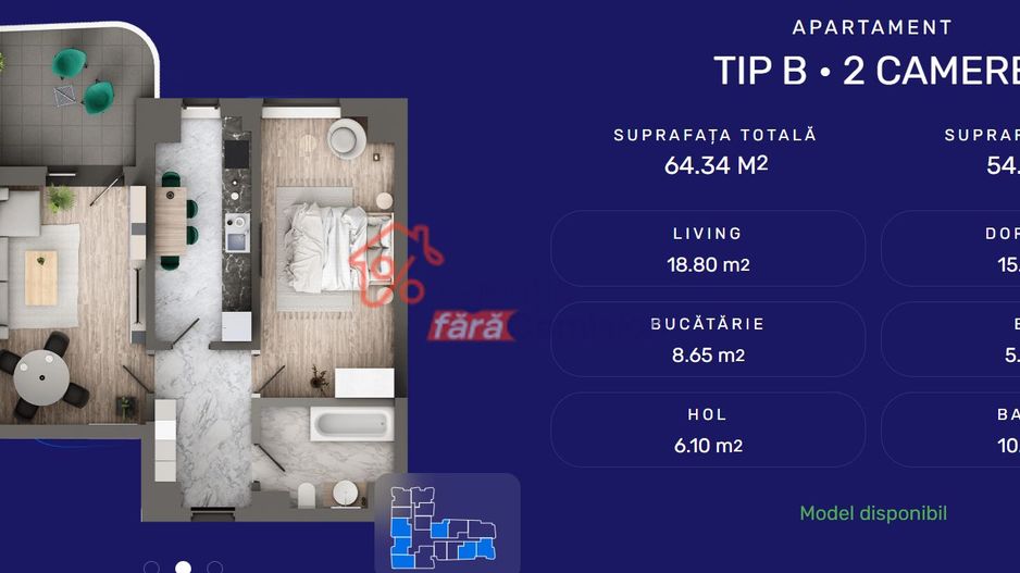 Apartament 2CD, 63.34mp - Poză 1