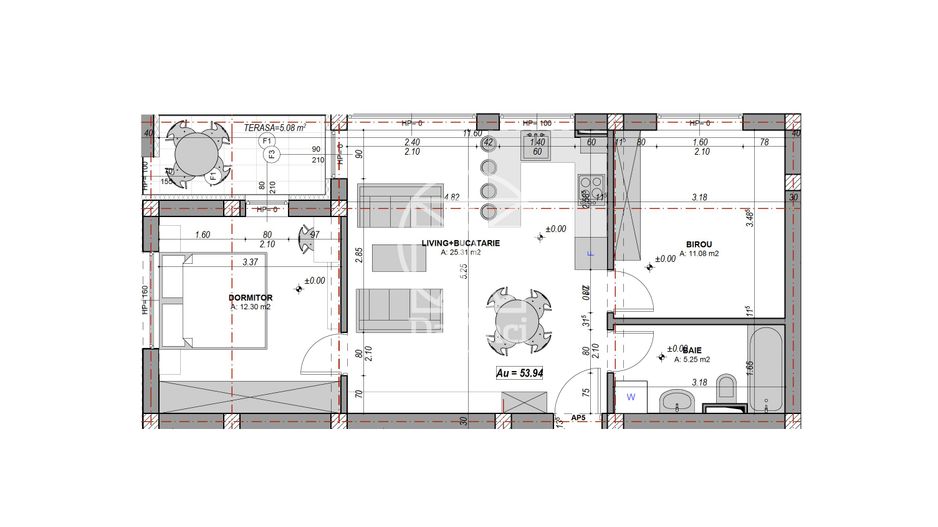 Apartament 3 camere -53.94 mp, 2 bai, logie (LOG-GAL-ap.10) - Poză 2