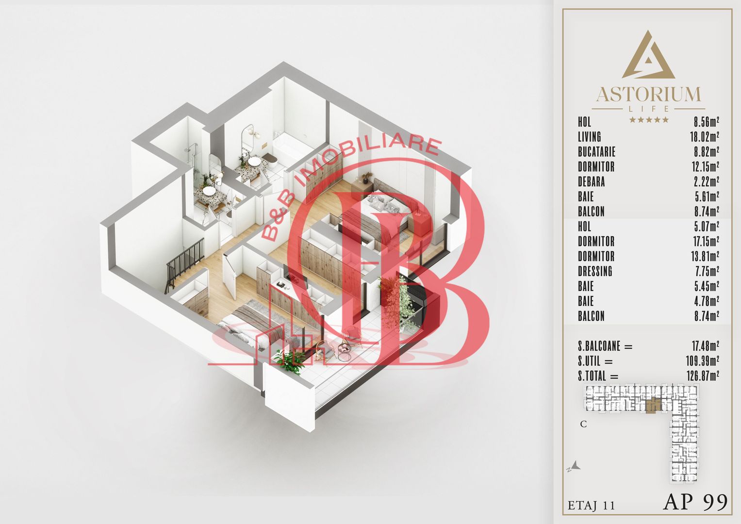 4 camere Duplex  Proiect Premium Titan Pallady - Schiță 5