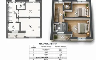 Vila individuala Bucium, 3 camere, curte proprie, mobilata complet, - Schiță 20
