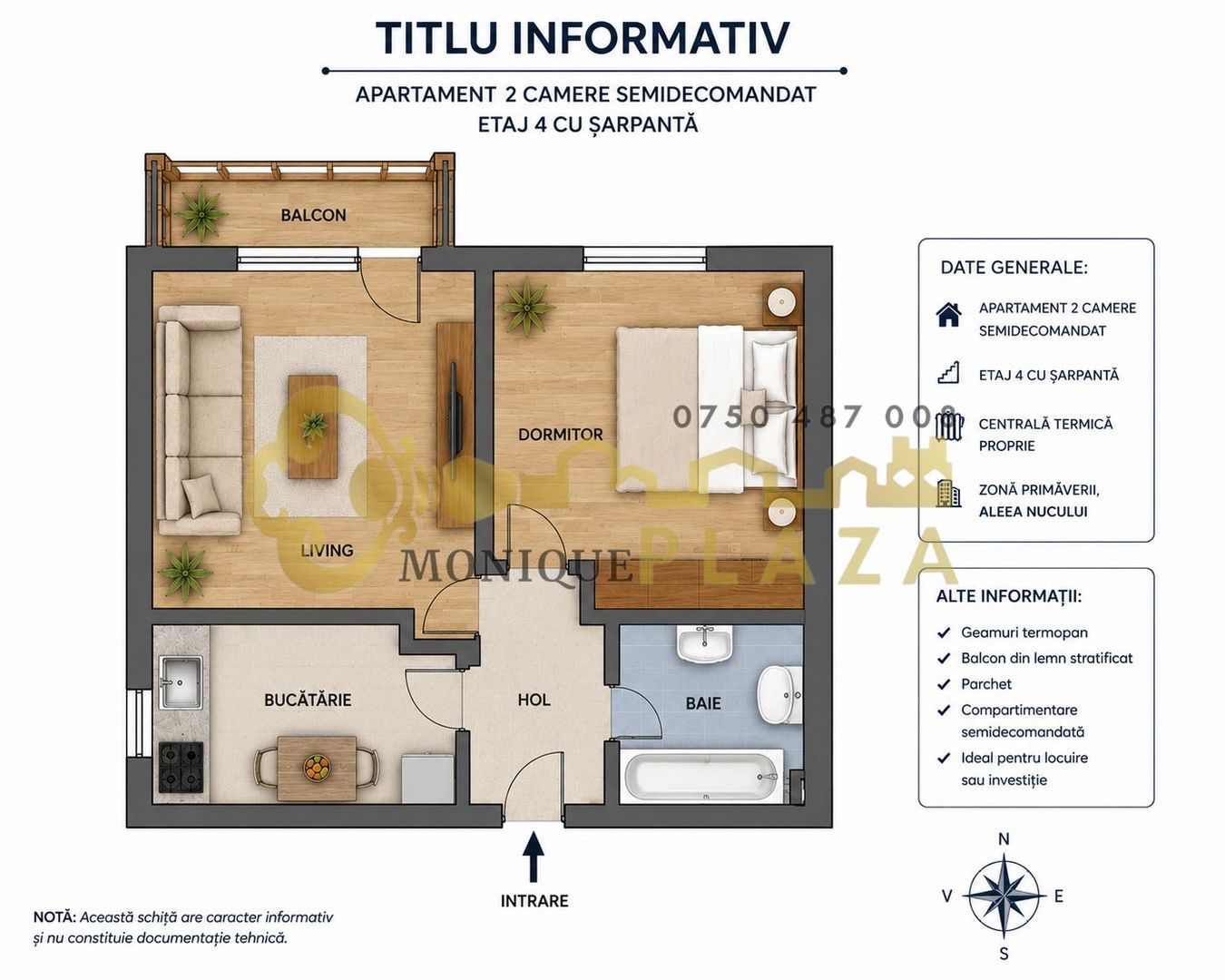 2 Camere | Primaverii | Semidecomandat | Termopan | Centrala termica | - Poză 1