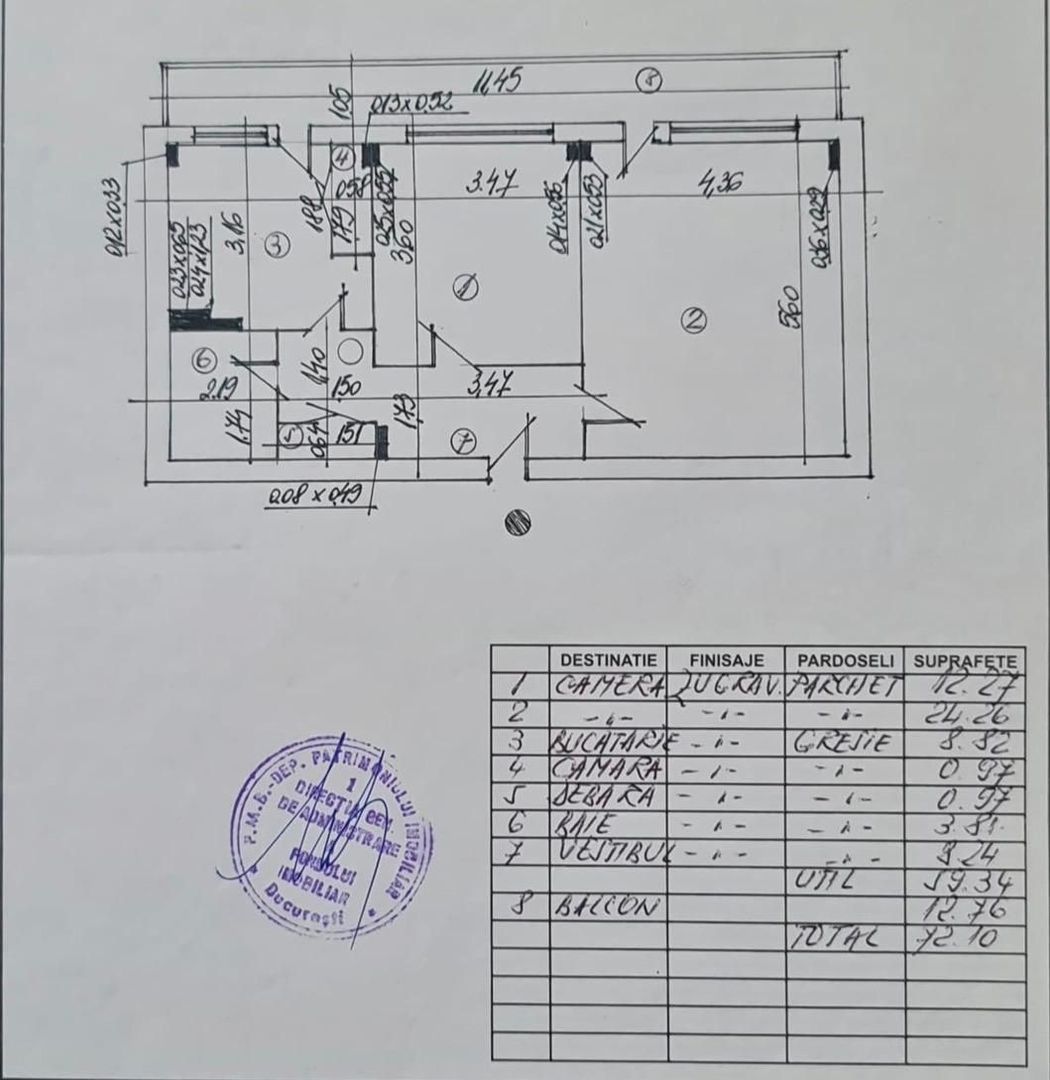 APARTAMENT 2 CAMERE ‖ BLOC 2001 ‖ LIFT ‖ ZONA CENTRALA NERVA TRAIAN - Schiță 6
