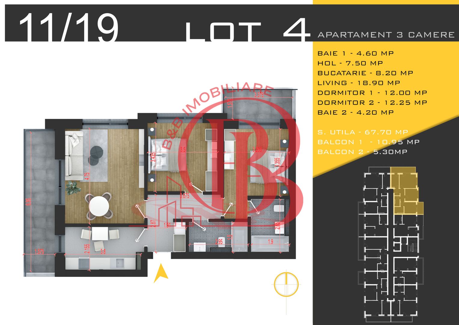 3 camere decomandat Titan Pallady  Metrou Nicolae Teclu - Schiță 3