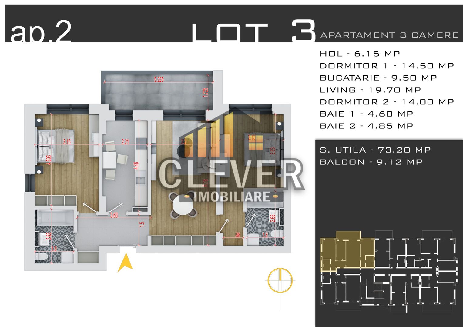 Apartament nou 3 camere 82 mp, Promo Parcare - Pallady - Poză 6