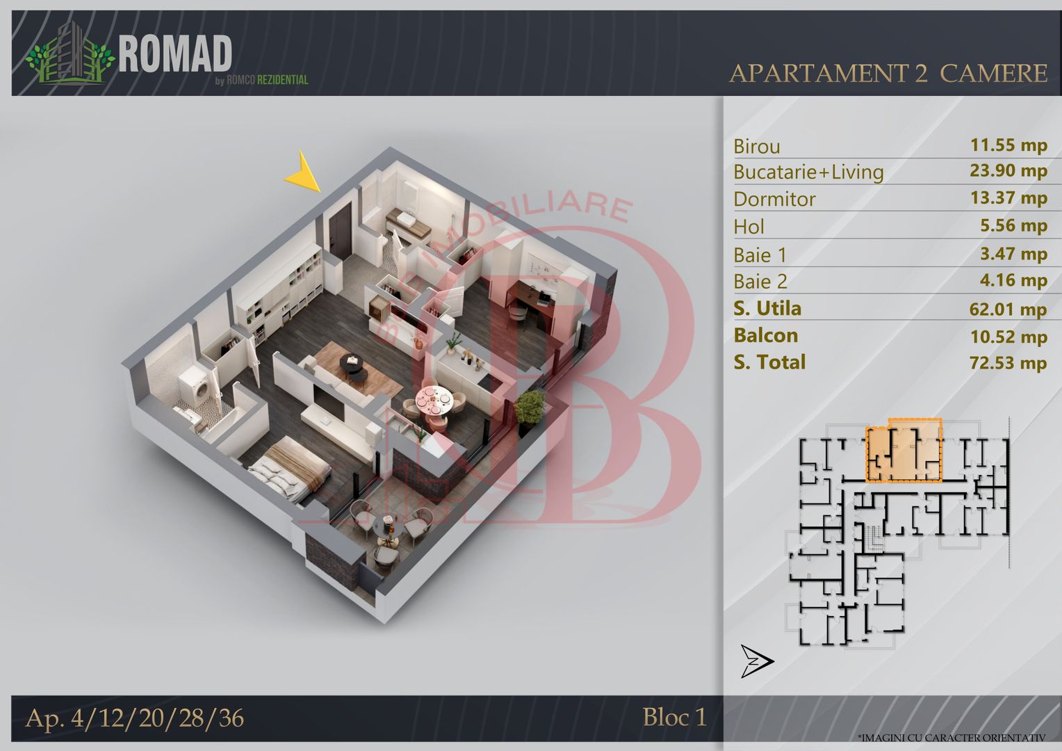 Apartament 3 camere Proiect Premium Independent Energetic - Schiță 2