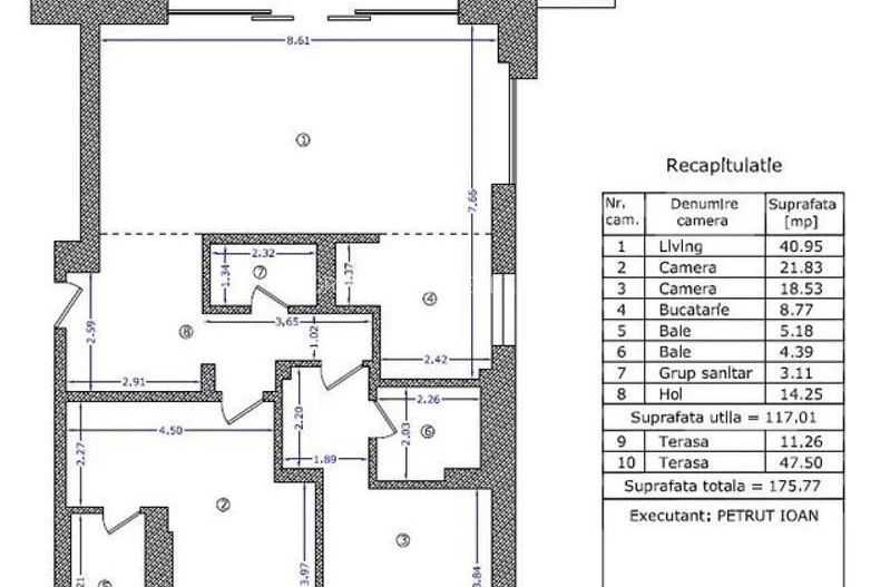 3 CAMERE 117 MP + TERASE 58 MP || IMOBIL BOUTIQUE || FLOREASCA - Schiță 8