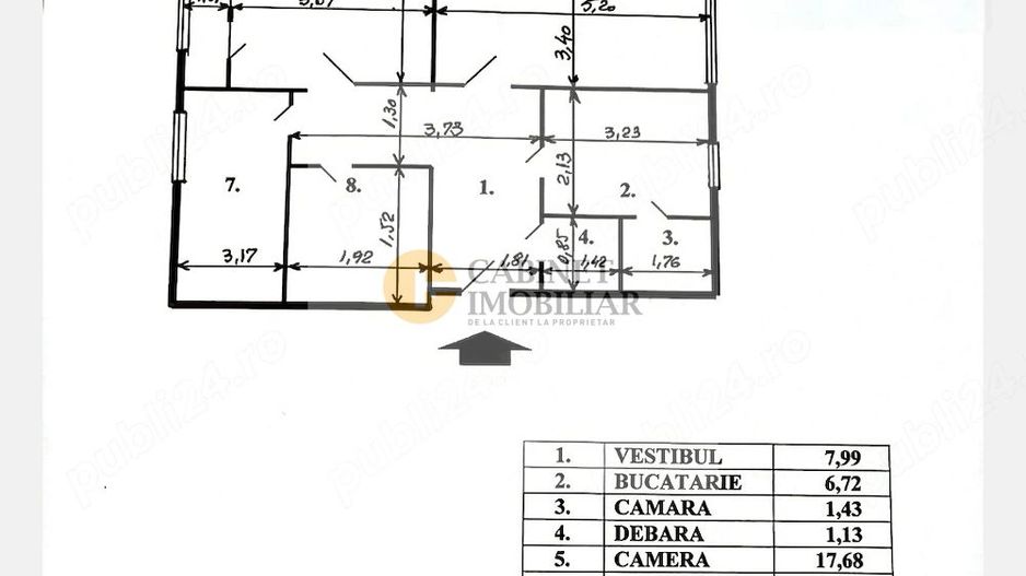 3 Camere - 65MP | Decomandat | Cetatea de Balta - Schiță 7