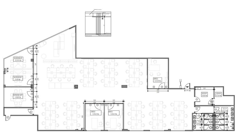 Spatiu birouri  1320 m2 finisat Europa - Poză 24