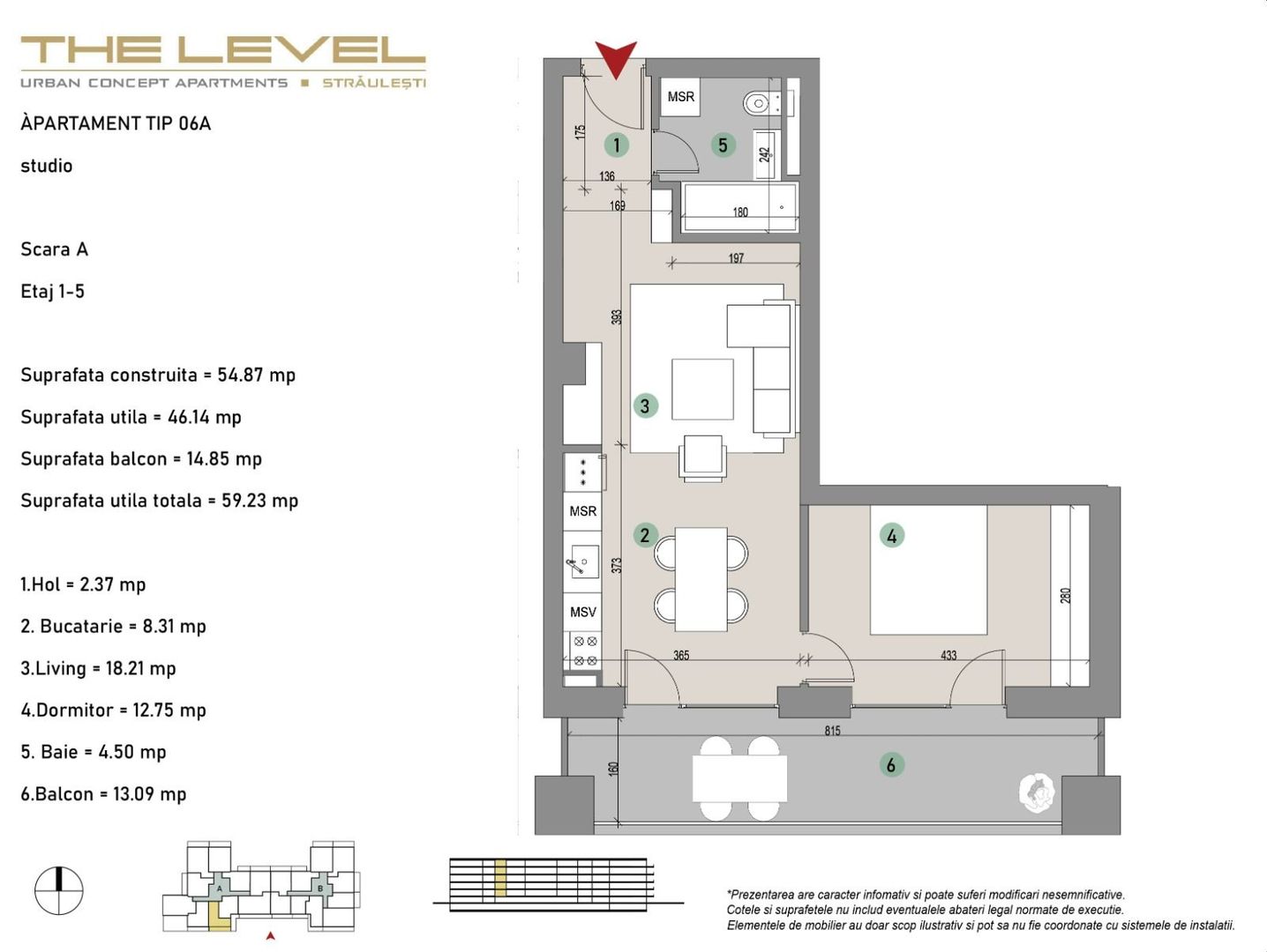 THE LEVEL | APARTAMENT 2 CAMERE | PIATA PRESEI | FINISAJE PREMIUM - Schiță 15