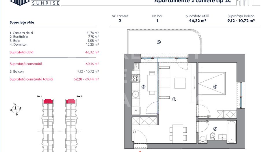 Apartament cu 2 camere tip 2C , sectorul 3, București - Poză 2