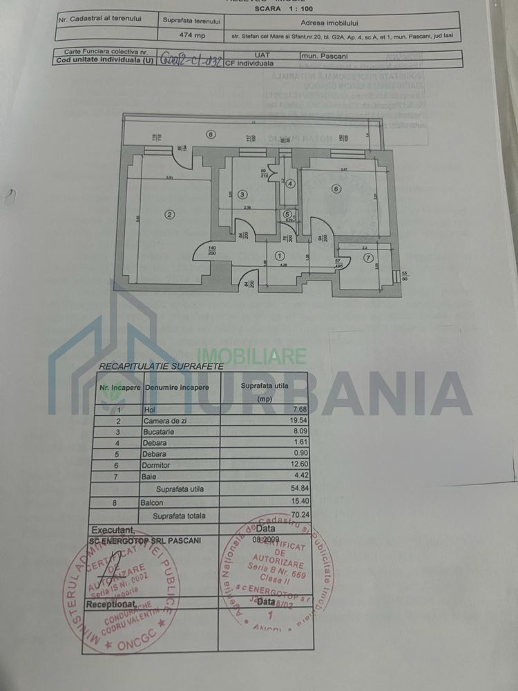 Apartament 2 camere, 70 mp total, renovat, centrală, etaj 1 – Pașcani Central - Poză 2