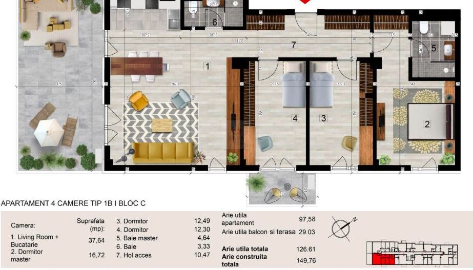 Apartament studio 2/ 3/ 4 camere cu parcare zona Baneasa - Poză 5