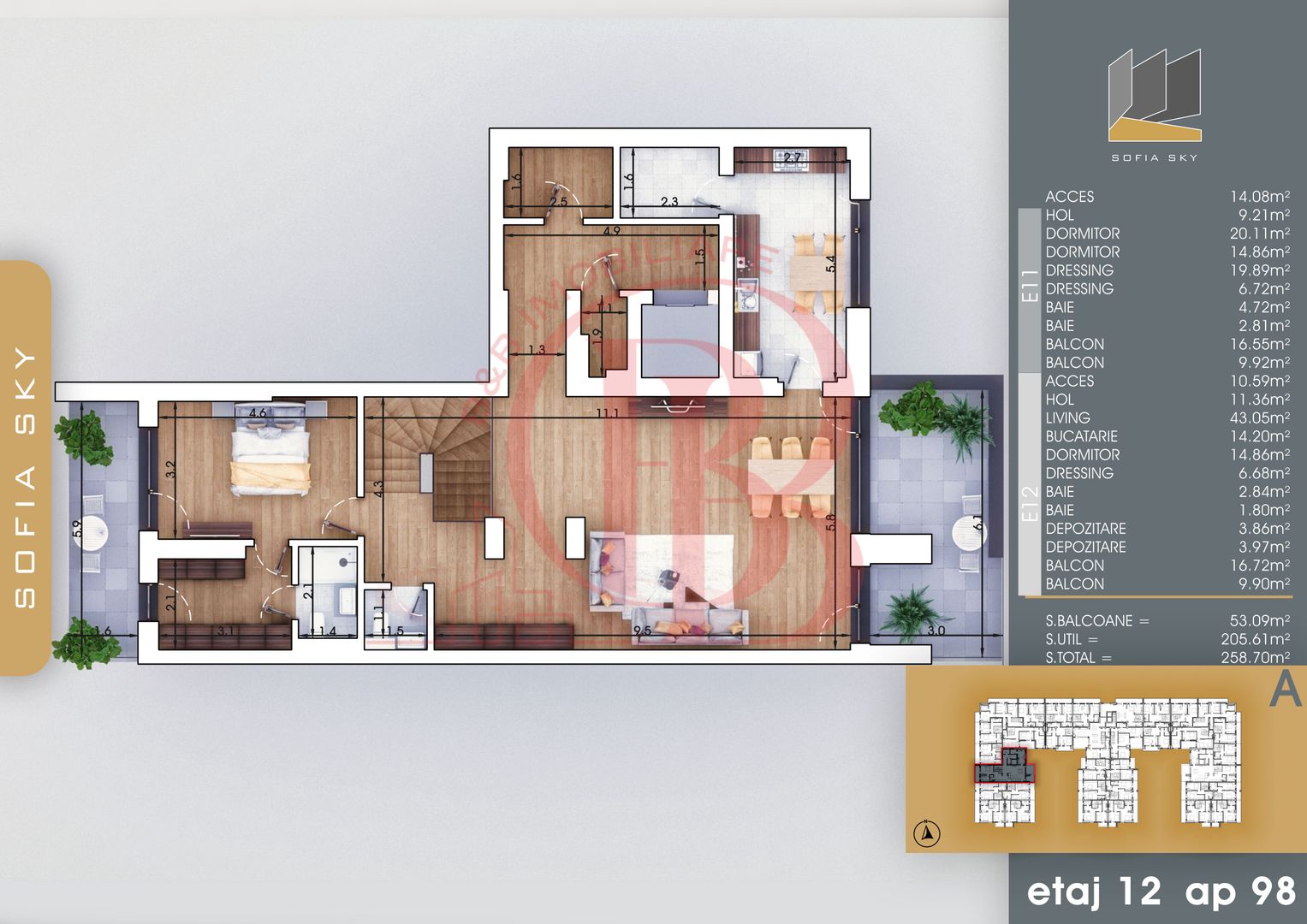 Apartament 4 camere Vedere Panoramica Mutare Rapida - Schiță 3