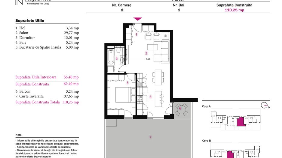 Apartament Tip O1, parter - Poză 2
