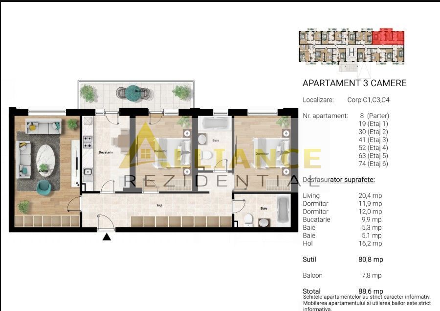 Cel Mai Mare apartament de 3 Camere | 89 mp | 750 m Metrou Berceni - Poză 11