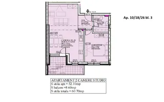 Studio 2 cam spatios 61 mp total, Comision 0% - zona Pallady - Schiță 14