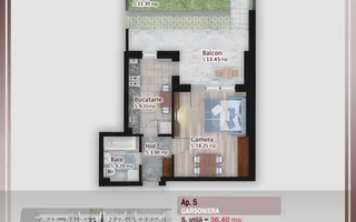 Garsoniera cu Terasa si GRADINA PROPRIE 22mp, zona Pallady - Schiță 14