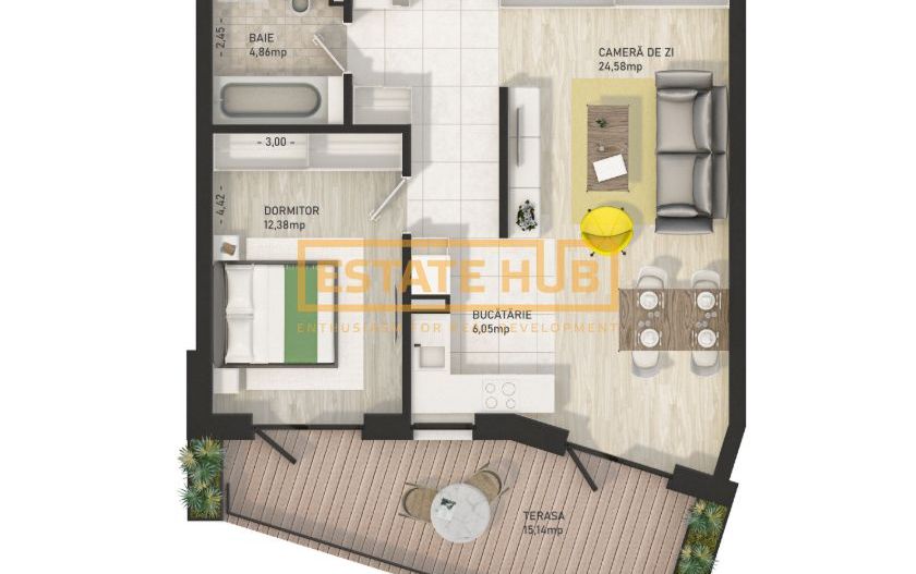 Apartament cu 2 camere și terasă de 15 mp | The Nest - Poză 20
