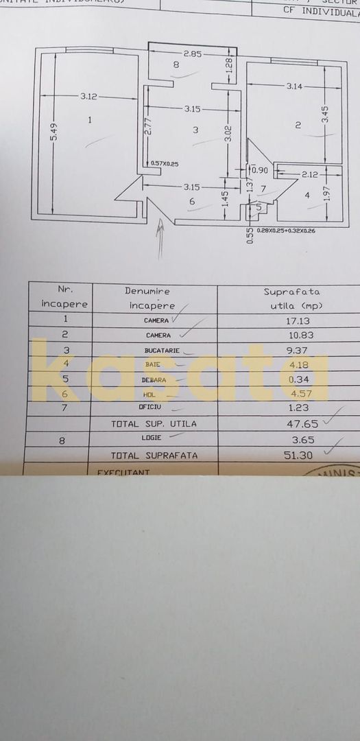 Apartament renovat 2 camere | Spatios | De vânzare - Schiță 23