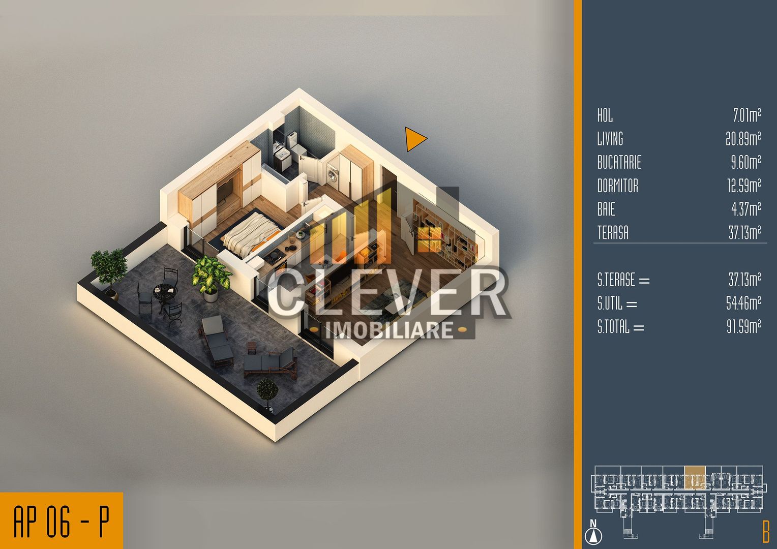 2 camere cu terasă generoasă | Lumină naturală | Pallady - Poză 1