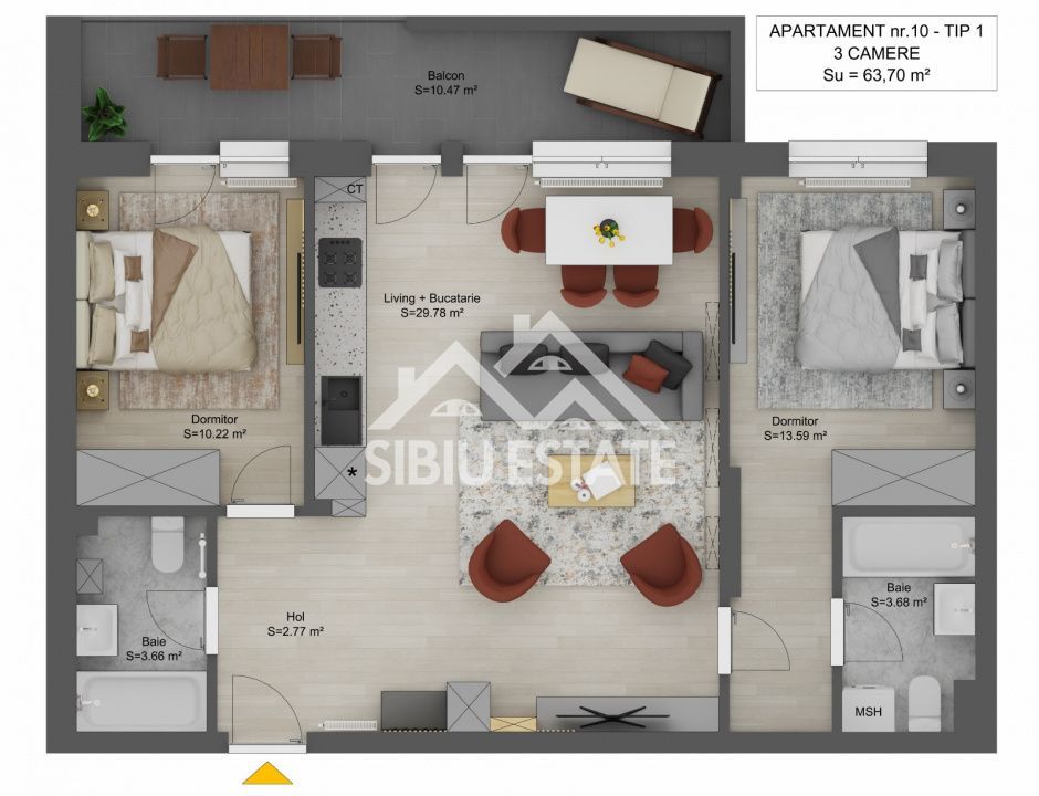 Apartament 3 camere de vânzare – Shopping City Sibiu - Poză 2