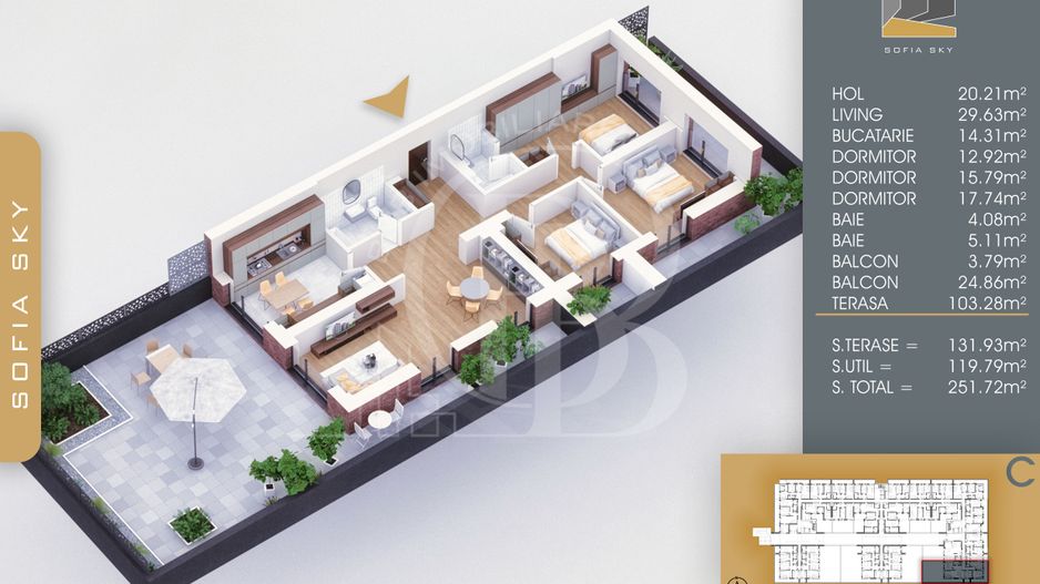 4 camere cu 2 terase mari Bucatarie 14mp la 7min Metrou - Schiță 11