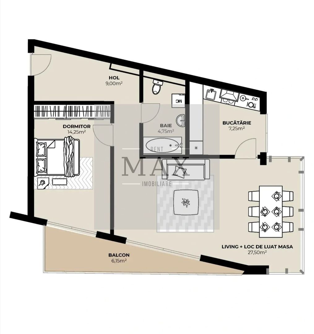 Apartament 2 camere de vânzare 62,75 mp Et.1 Mărăști Fabricii - Poză 1