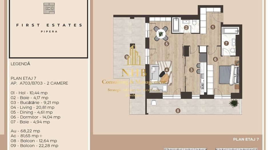 First Estates ap.  2 Camere, 2 Băi și 2 Terase, Pipera, Comision 0% - Poză 20