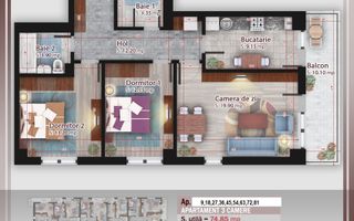 Apartament 3 camere compact  Titan Pallady Metrou Nicolae Teclu - Schiță 13