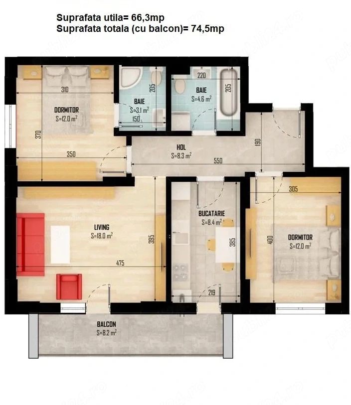 De închiriat 3 camere decomandat, mobilat modern, bloc nou 2024 - Poză 10