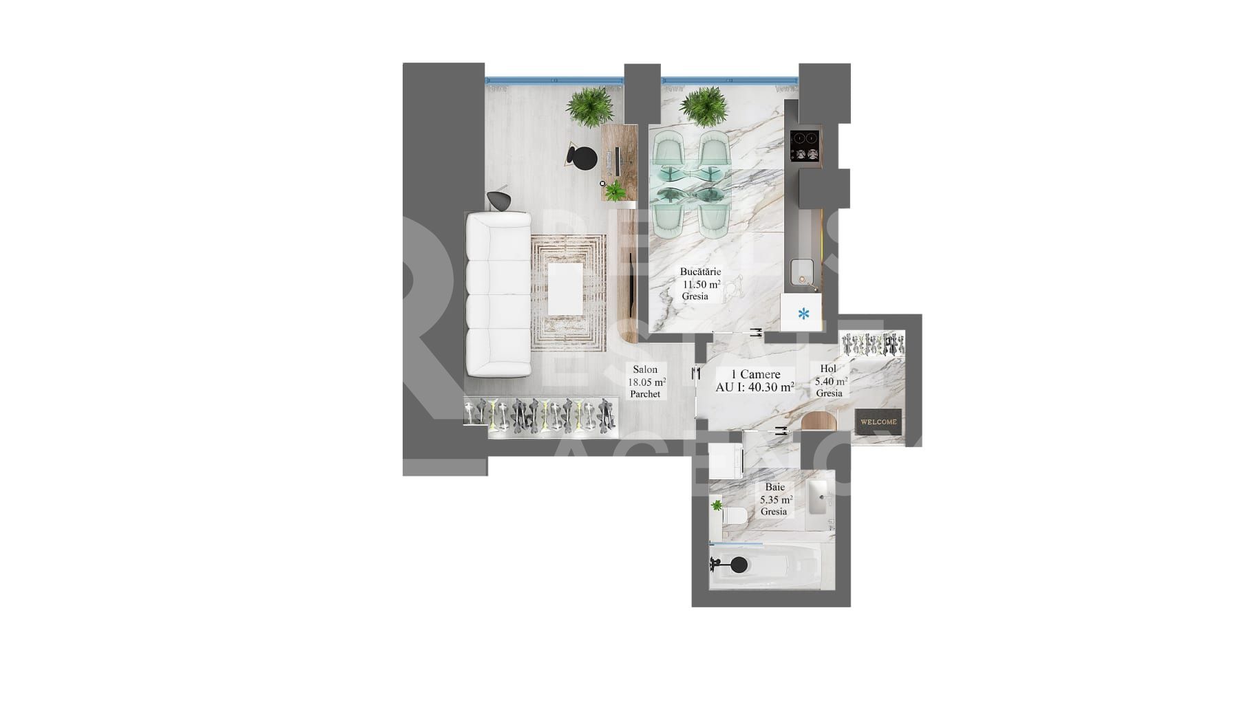 Apartament cu 1 cameră ,Lux,Priveliște deosebită - Schiță 4