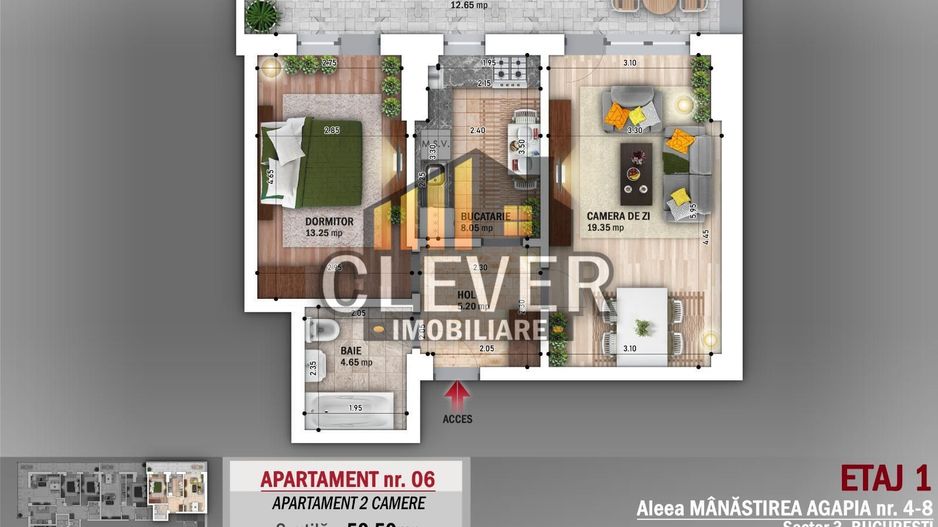 Ap 2 camere decomandat– Salajan / Nicolae Grigorescu - Schiță 12