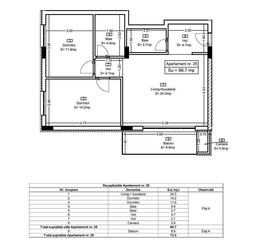 AP 25 Teilor Residence-3 camere FINISAT - Schiță 6