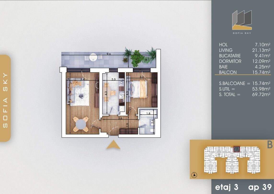 2 camere aproape de finalizare Titan Pallady 700m Metrou Nic. Teclu - Schiță 2