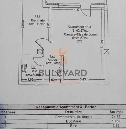 Apartament cu 1 camera+gradina, zona Parcul Poligon! - Schiță 6