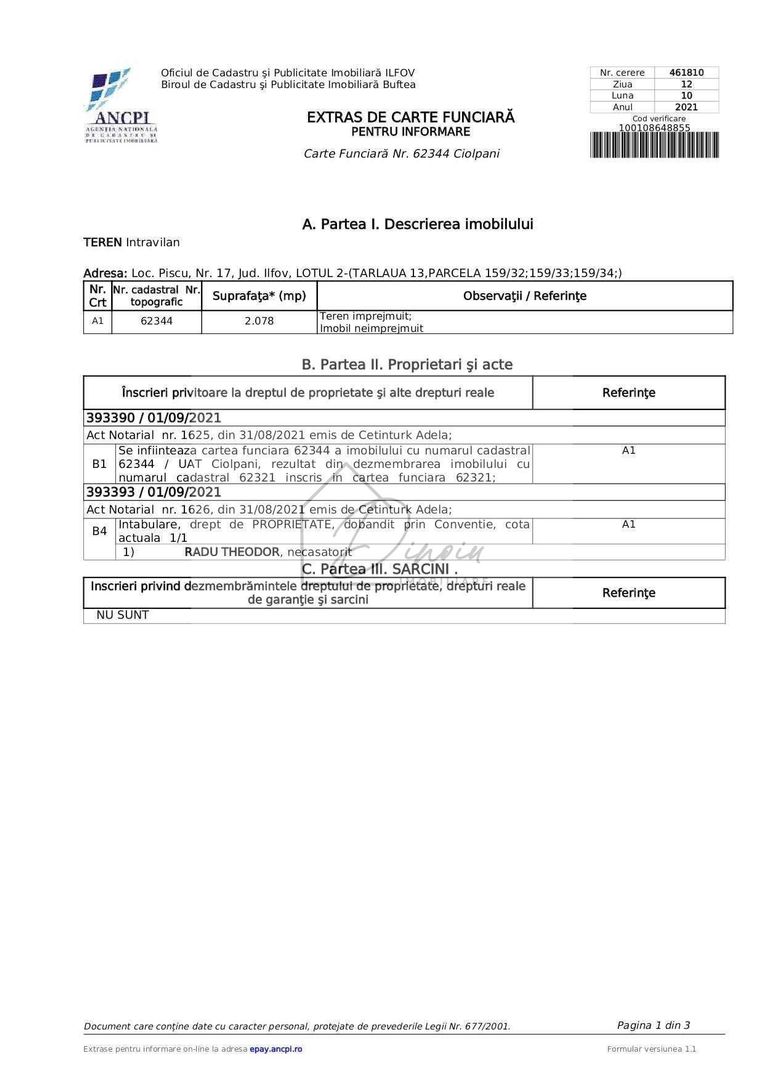 Teren intravilan 2078 mp langa padure - Piscu Ciolpani Snagov - Poză 9