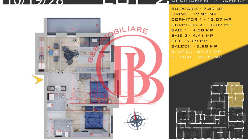 3 camere Parcare Bonus Titan Pallady Pret Promo de Lansare - Schiță 9