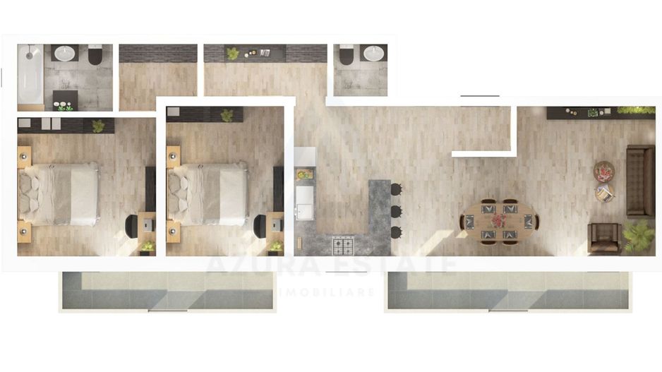 Apartament etaj 1 cu 78 mp utili 3 camere 2 bai 2 balcoane  Dna Stanca - Poză 1