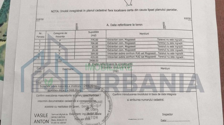 Teren de vânzare în Mogosesti, Budesti - Intabulat - Poză 2
