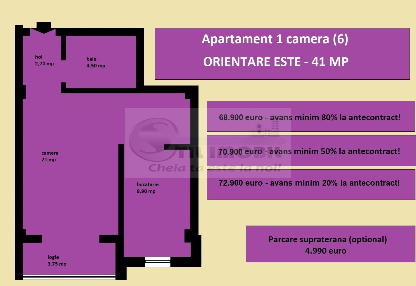 Apartament, 1 camera nou de vanzare in Iasi Valea Lupului, bloc 2025 - Poză 2