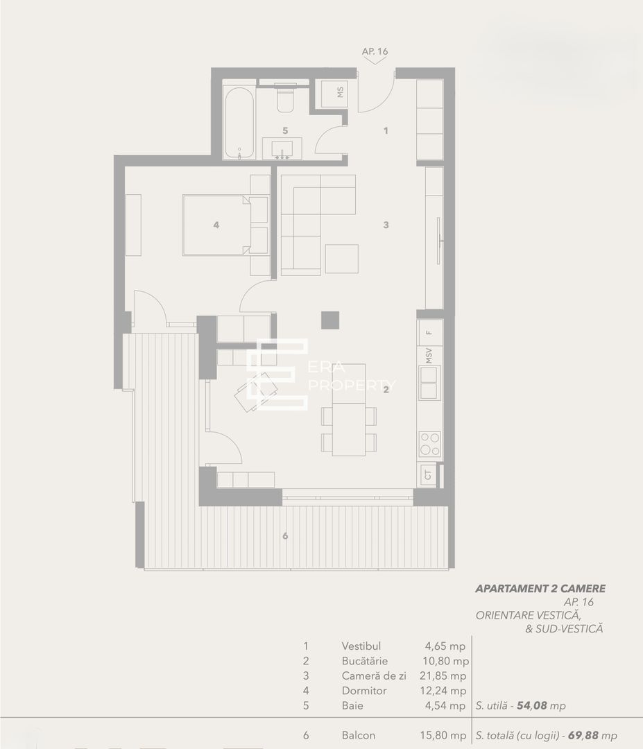 Apartament 2 Camere, Intabulat, balcon 16mp – Zona Turnișor, Sibiu - Schiță 5