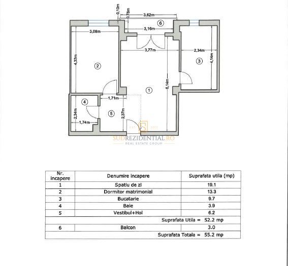 Apartament 2 camere, imobil finalizat, Brancoveanu-Luica, - Schiță 14
