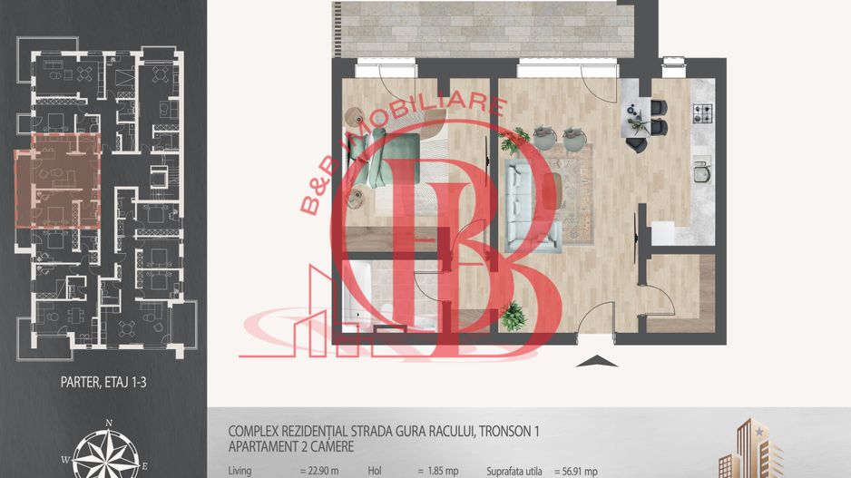 2 camere decomandat  Pallady Metrou Nicolae Teclu - Schiță 8