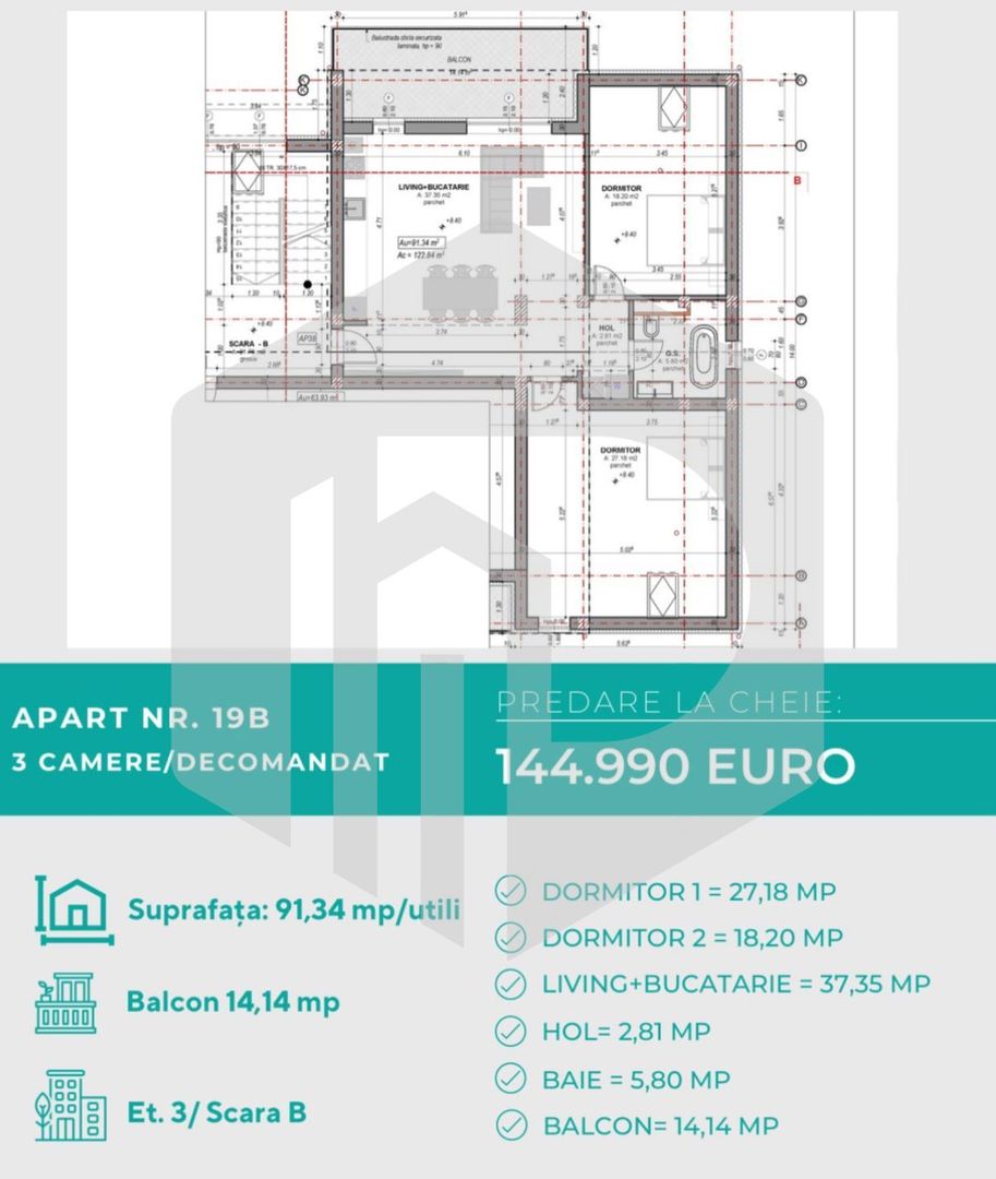 Apartament 3 camere - 89 mpu -Decomandat - Doamna Stanca - 0% Comision - Poză 1